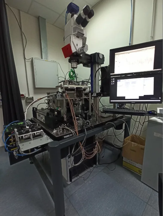 ARKEO system integrated with a microscope, optical hardware and dual-monitor workstation