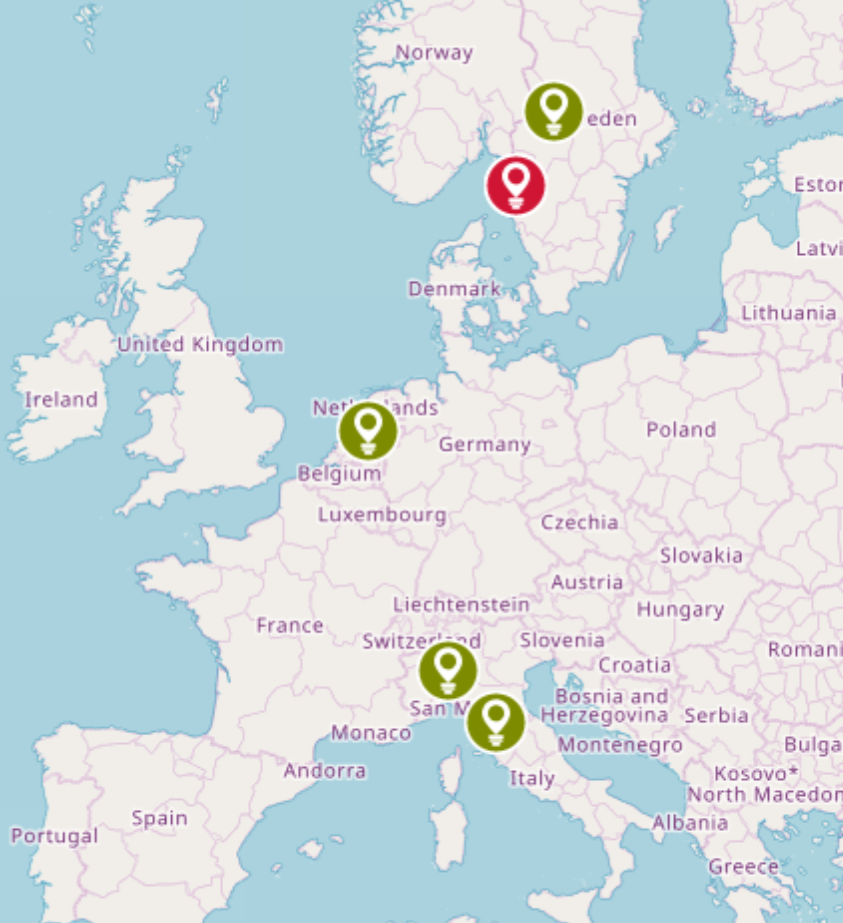 Geographical distribution of the SPECTRA consortium partners across Europe
